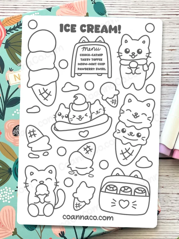Ice Cream Coloring Sticker Sheet product image (1)