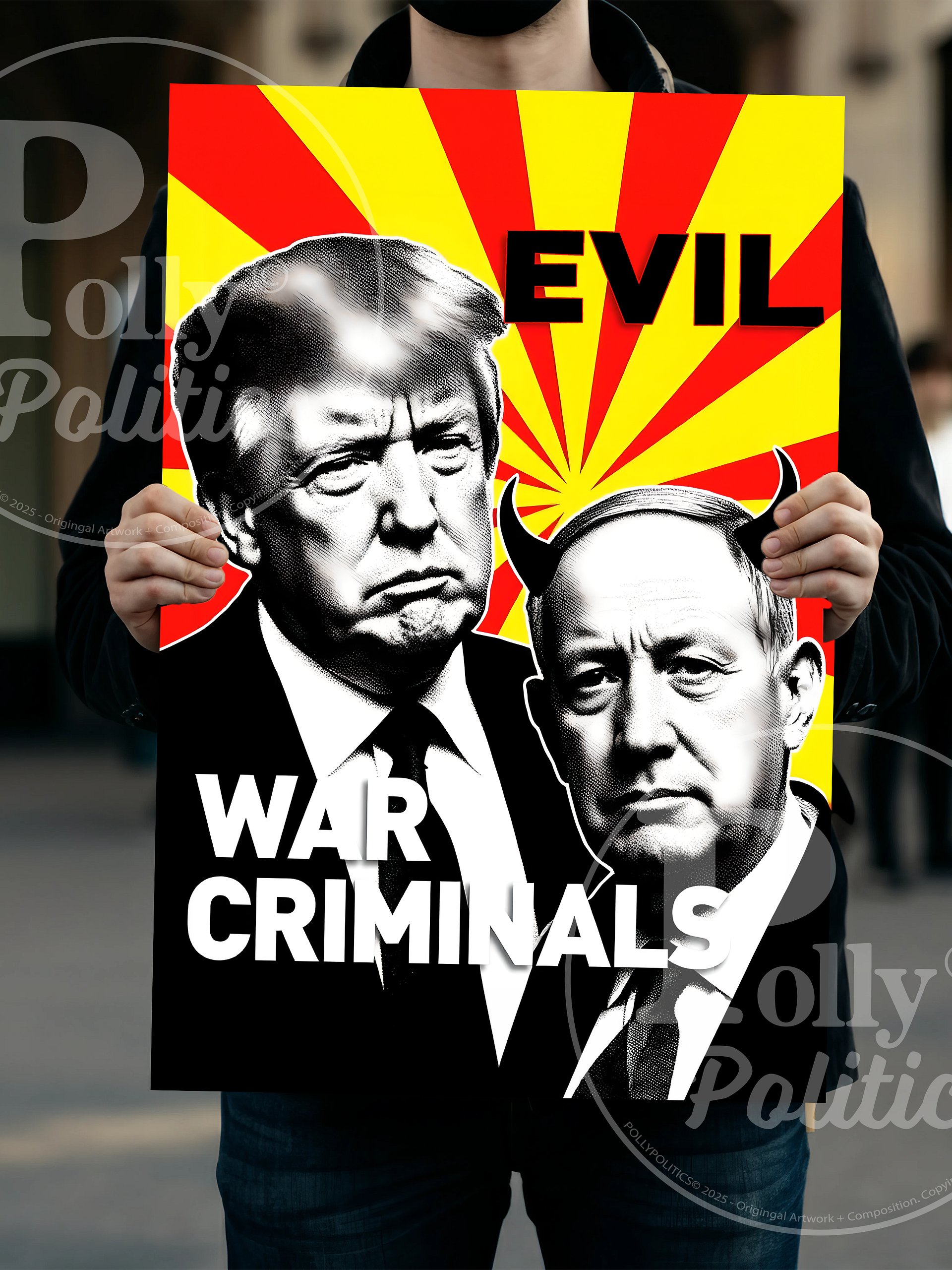 Nethanyahu Trump War Protest Sign product image (4)