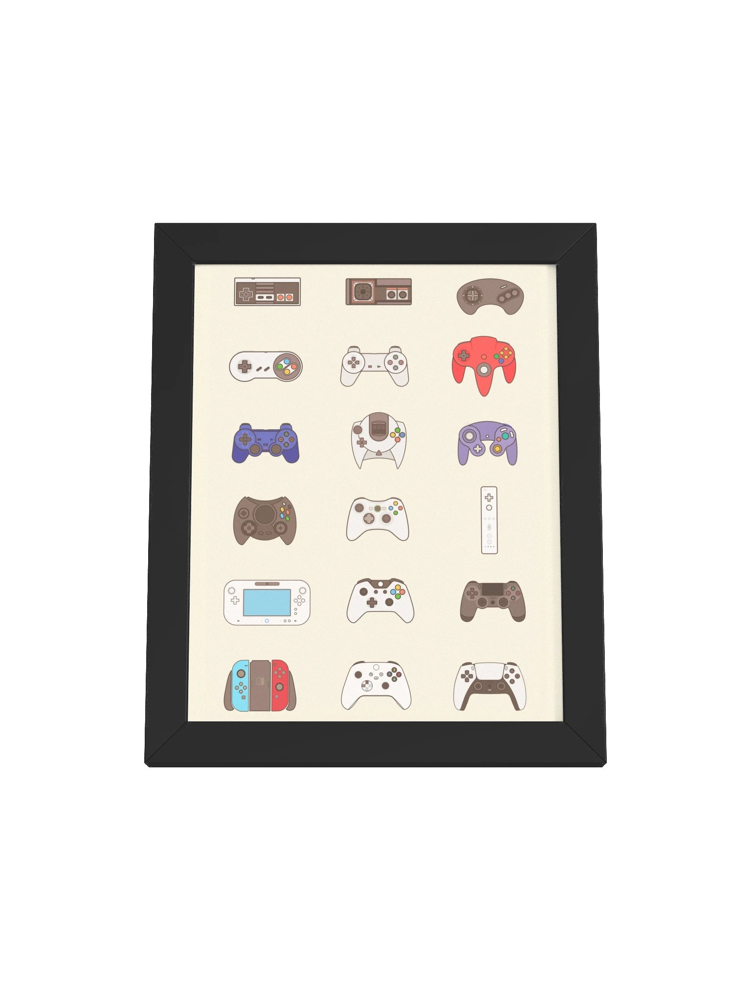 Video Game Controller Evolution (Beige) | Framed product image (1)