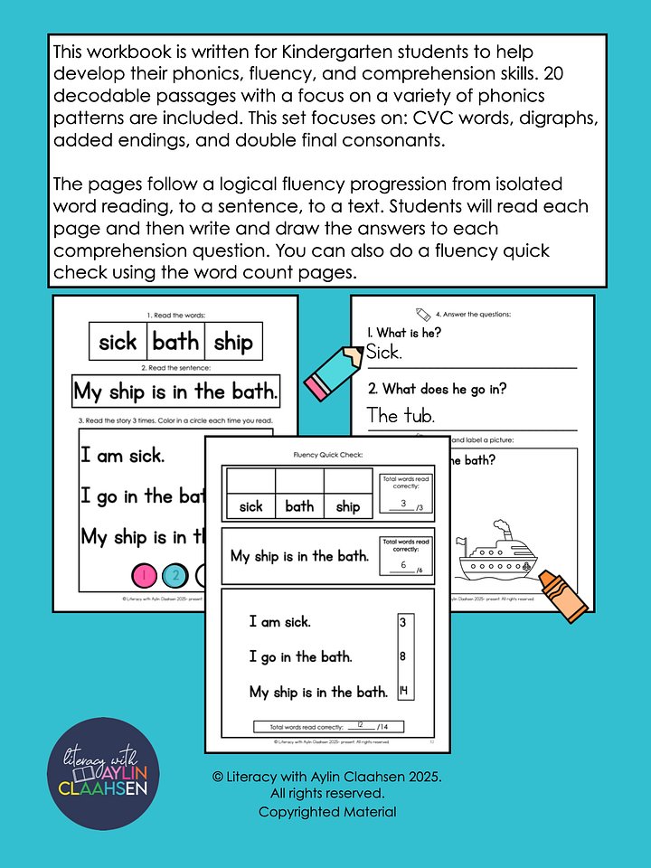 Kindergarten Reading Passages to Build Fluency and Comprehension Skills product image (2)