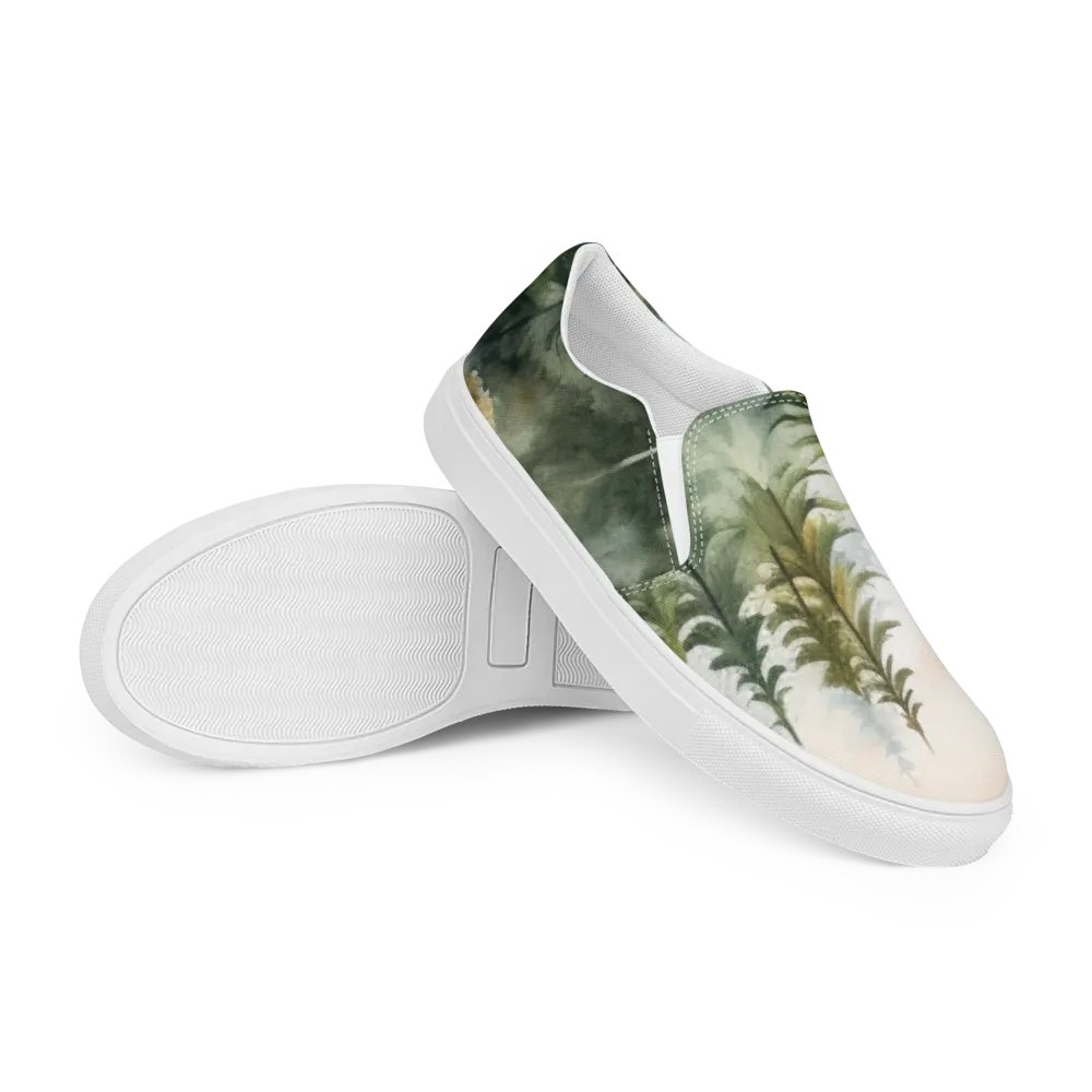 Men's Slip-On Canvas Shoes with Watercolor Spruce Forest Design product image (12)