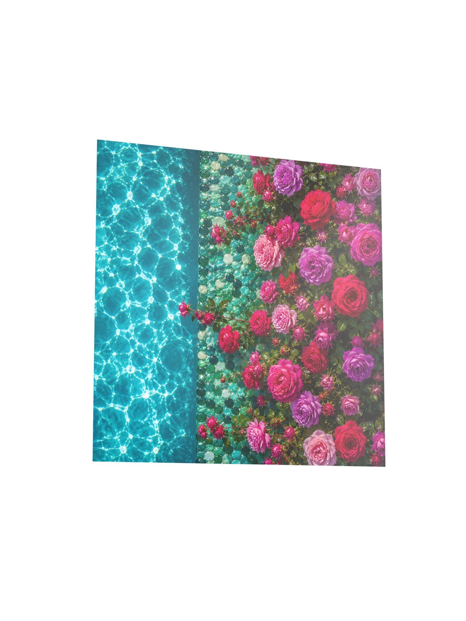 Turquoise Pool & Roses 10x10 Matte Poster | 8K Luxury Floral Wall Art | Emerald Fuchsia Botanical product image (4)
