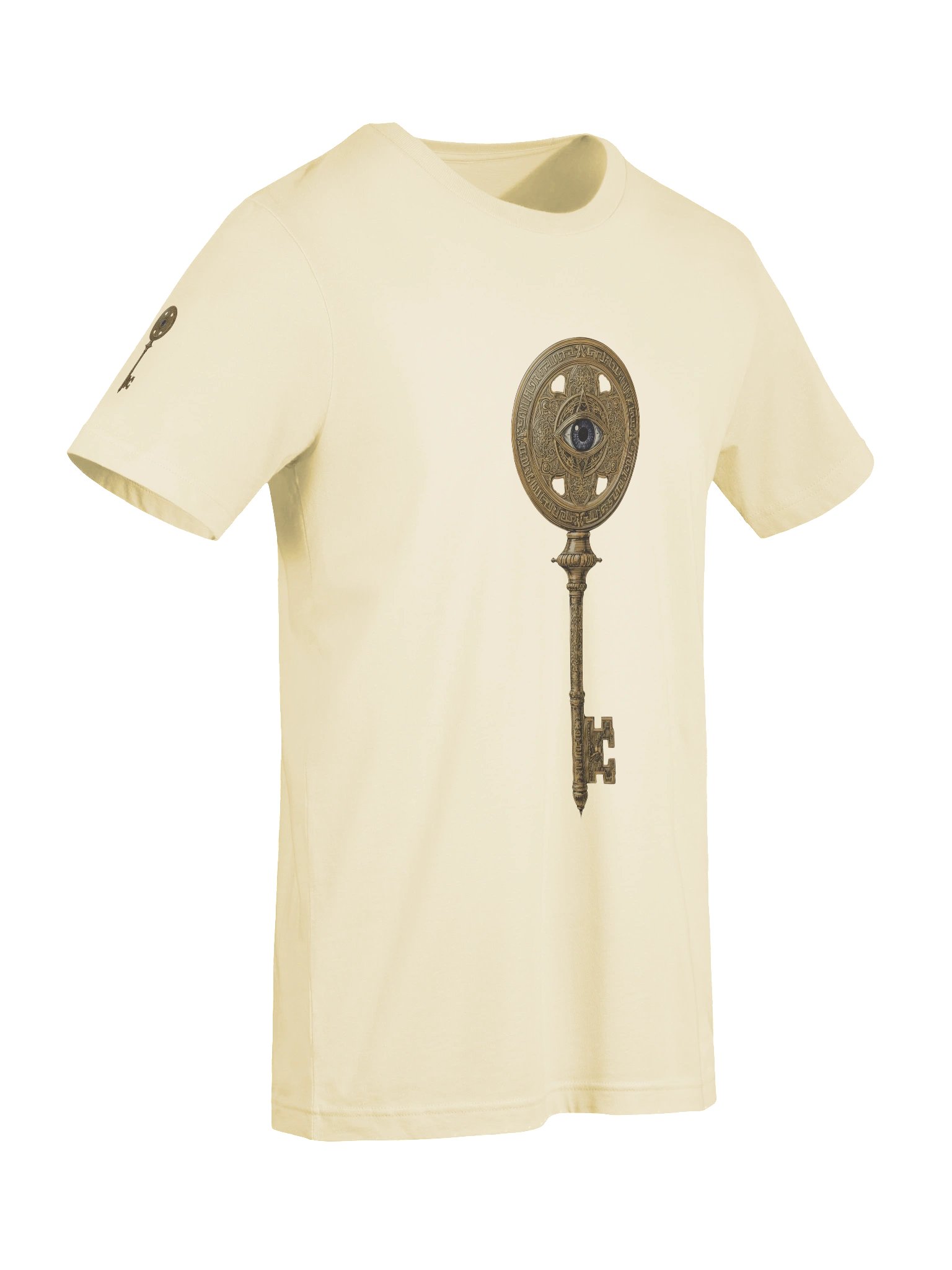 The Gatekeeper’s Key Classic T-Shirt – Front & Right Shoulder Print | Natural | Bella+Canvas 3001 product image (9)