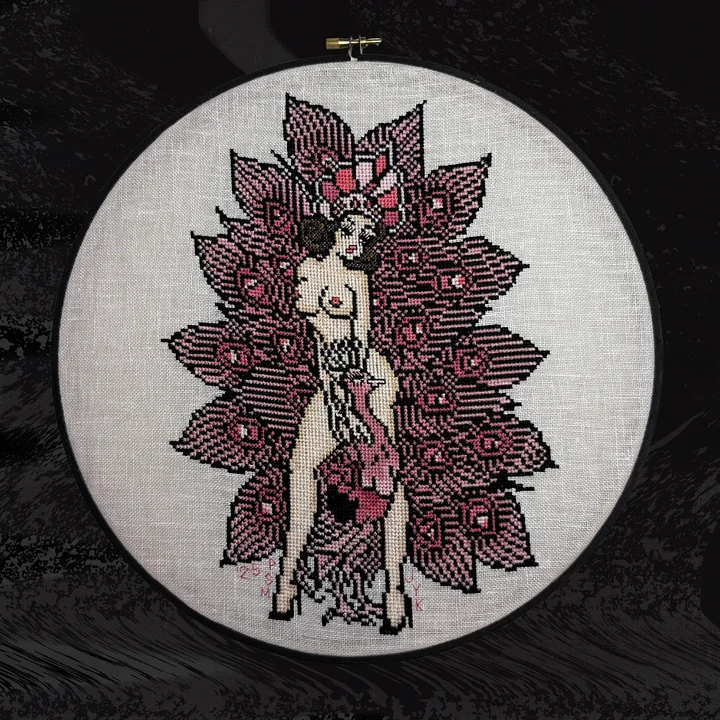 Sailor Jerry Pink Peacock Burlesque Pin Up Pattern product image (1)