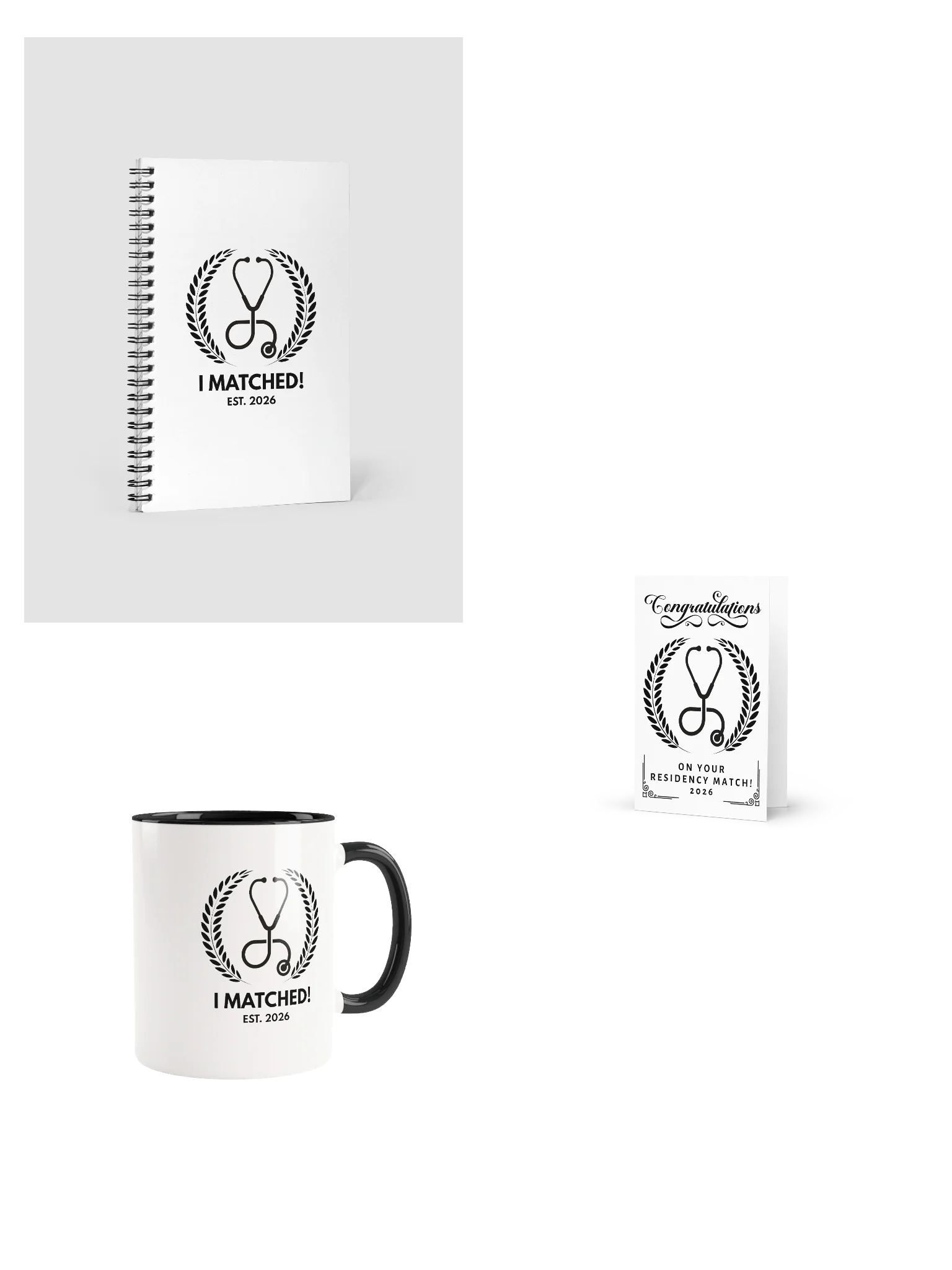 Match Day Gift Bundle Future Doctor Residency Matching Greeting Card Coffee Mug and Notebook product image (2)