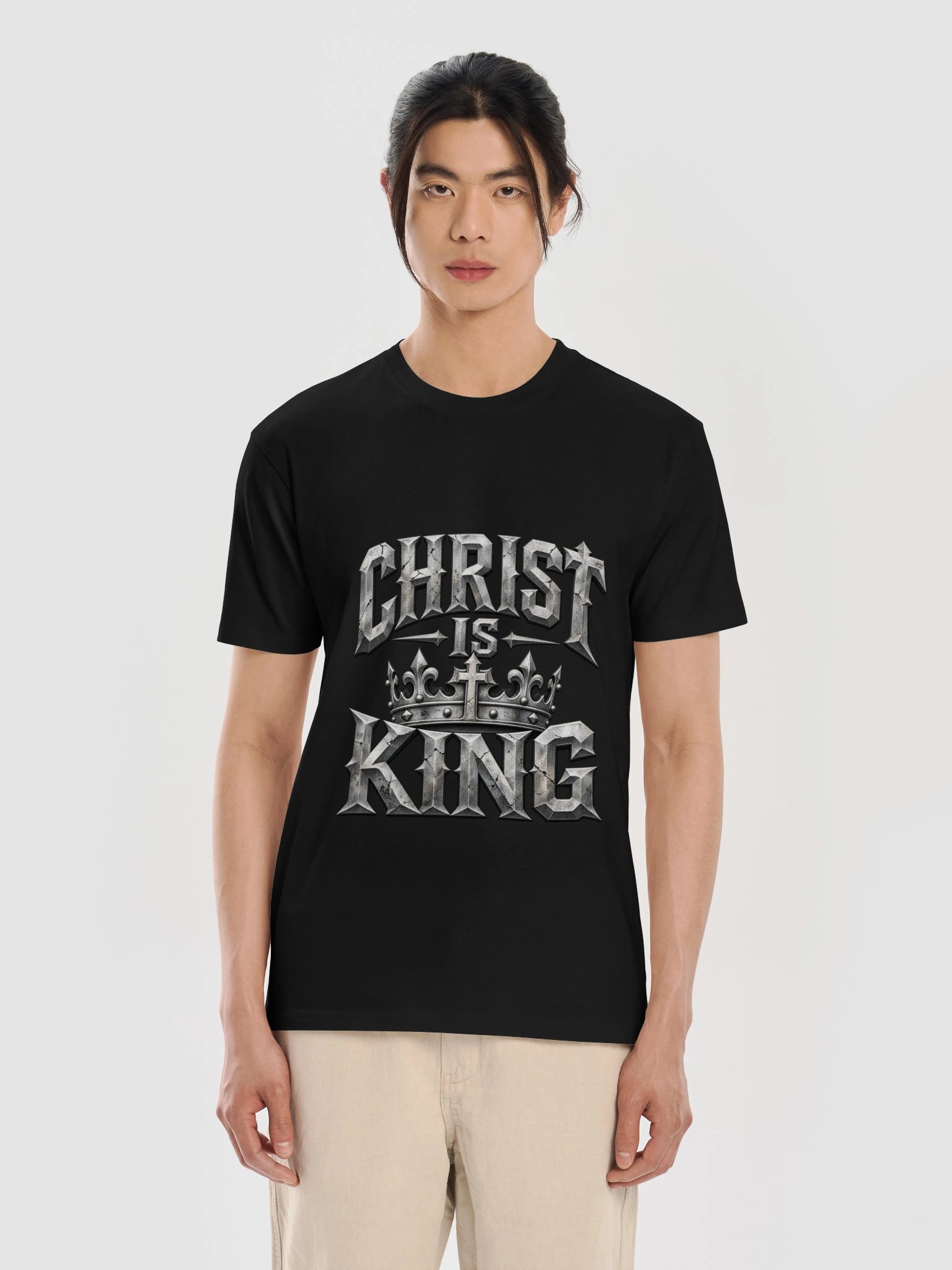 Men's Christ Is King Christian T-Shirt – Bold Crown & Cross Faith Tee product image (1)