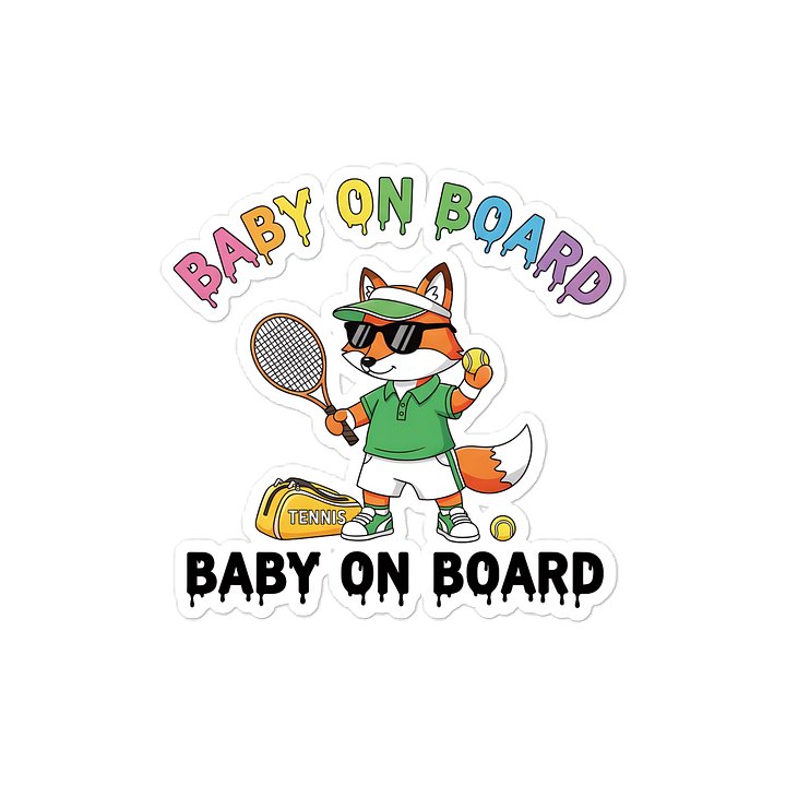 Funny Fox Tennis Baby on Board Sticker - 5x5 Weatherproof Vinyl Car Decal - Premium Fox Tennis Court Accessory product image (1)
