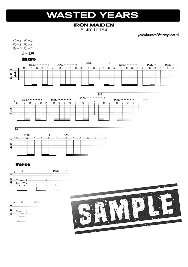 Wasted Years PDF TAB + Backing Track MP3 product image (2)