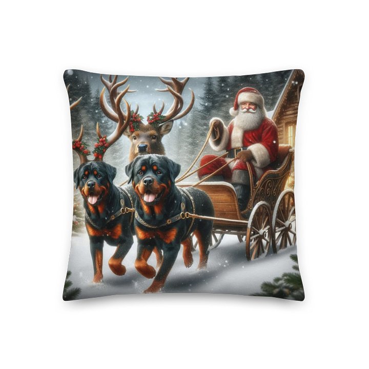Rottweiler Santa Sleigh Pillow product image (3)