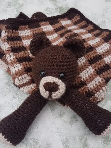 Crochet Bear Lovey Pattern, Baby Security Blanket PDF Pattern - Crafting Happiness product image (5)