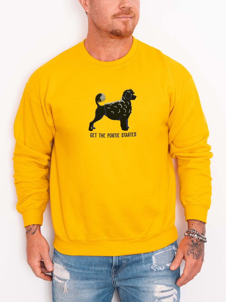 Get the Portie Started Sweatshirt (Embroidered) of a Portuguese Water Dog(Black) product image (2)