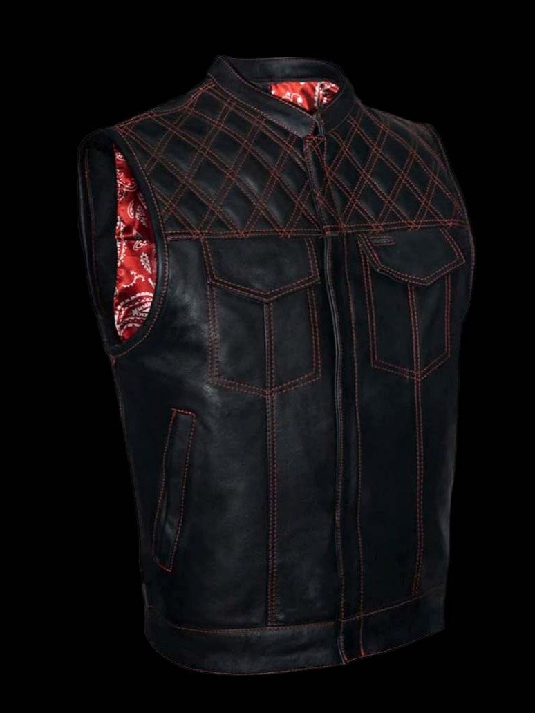 Mens Black & Red Moto Vest product image (1)