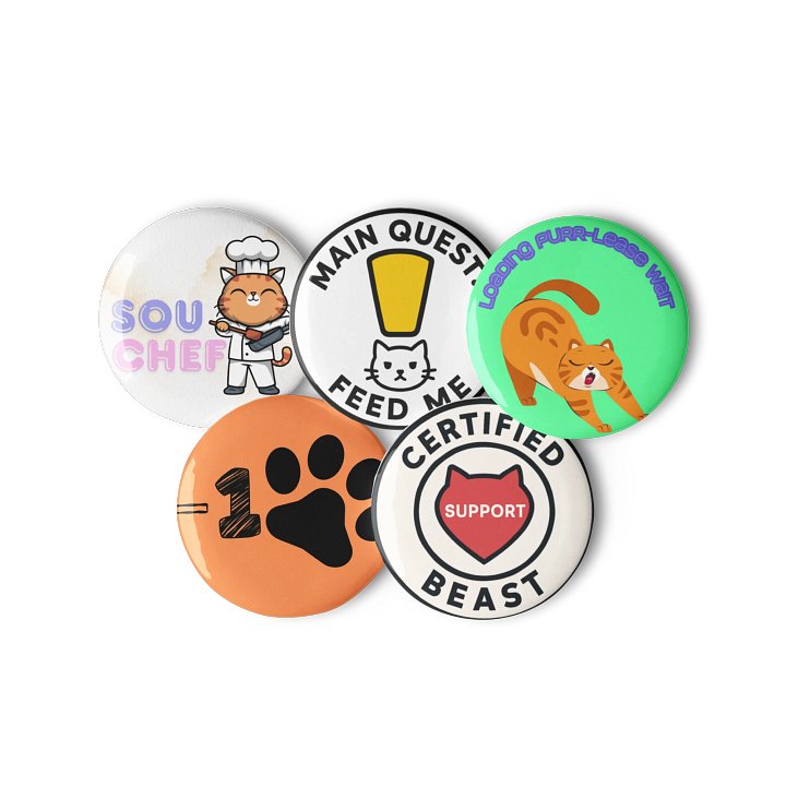 Feline Co-Op Pin Set | 5 Cat & Gamer Enamel Pins product image (2)