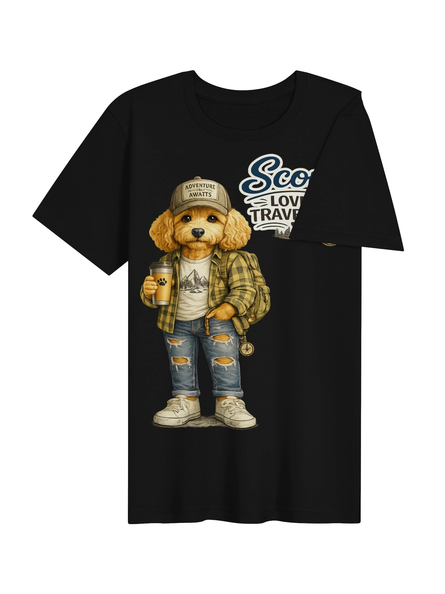 Scout Loves Traveling Adventure Dog Adult Tee product image (4)