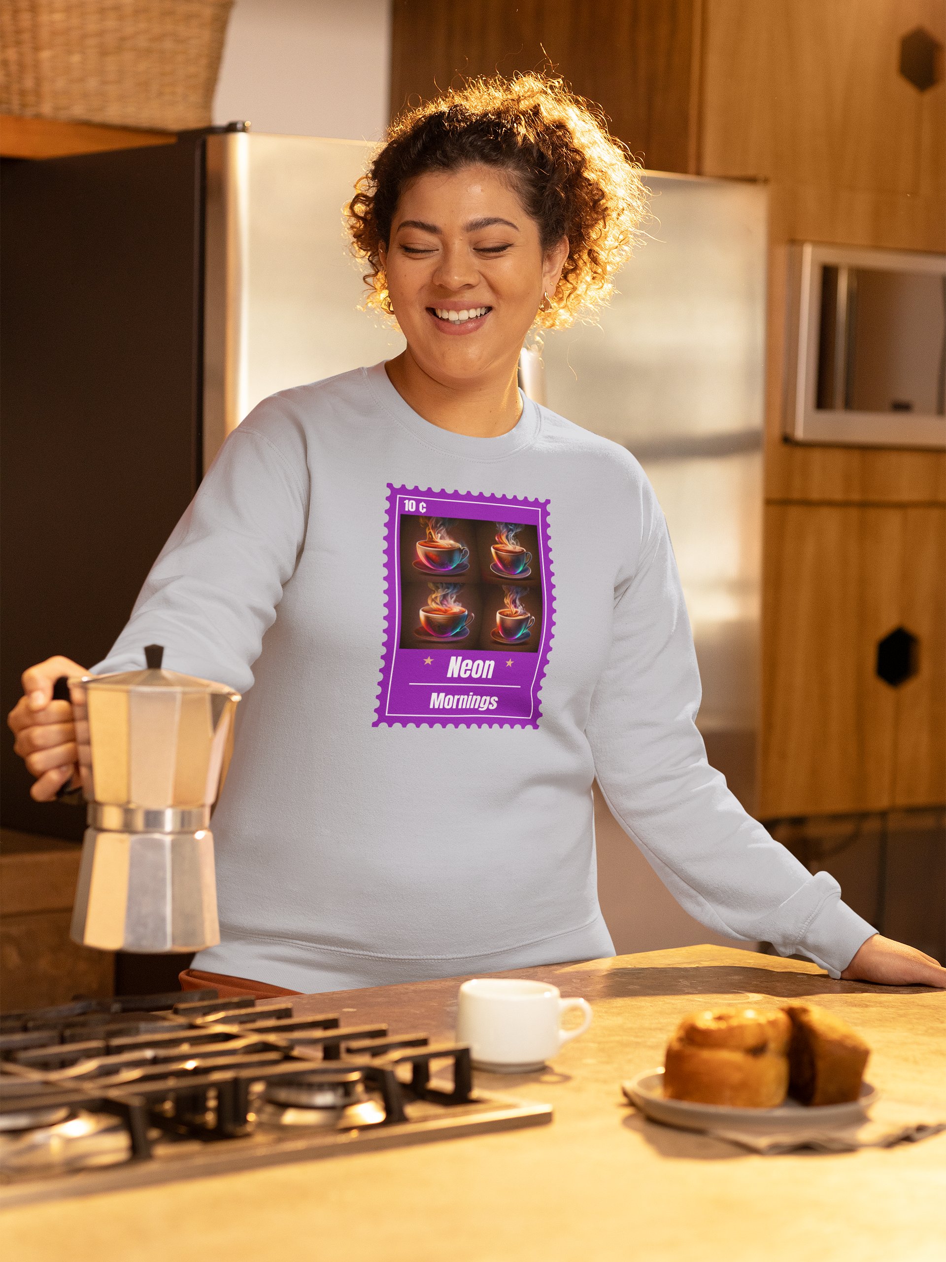 Neon Mornings Coffee Cup Stamp Sweatshirt product image (49)