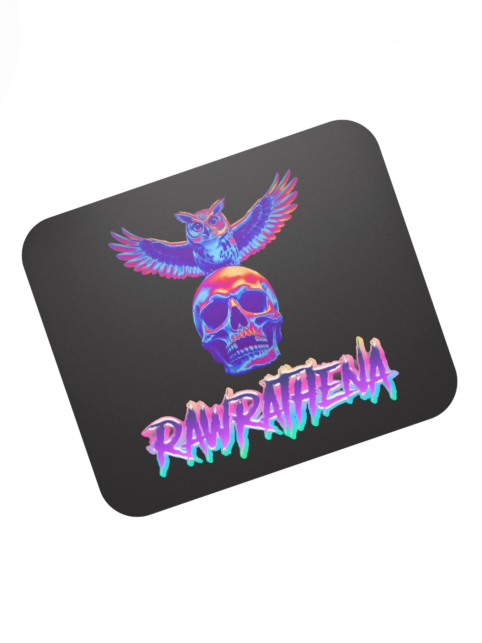 Neon Owl Skull Mouse Pad product image (7)