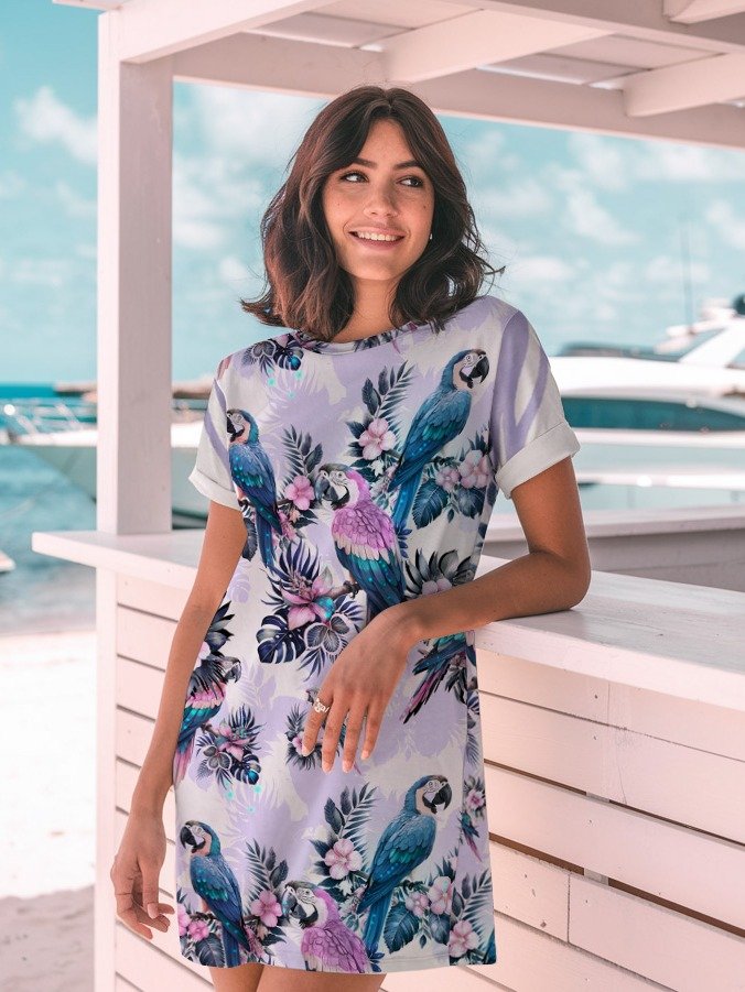 Elysian Birds-T shirt dress purple product image (4)