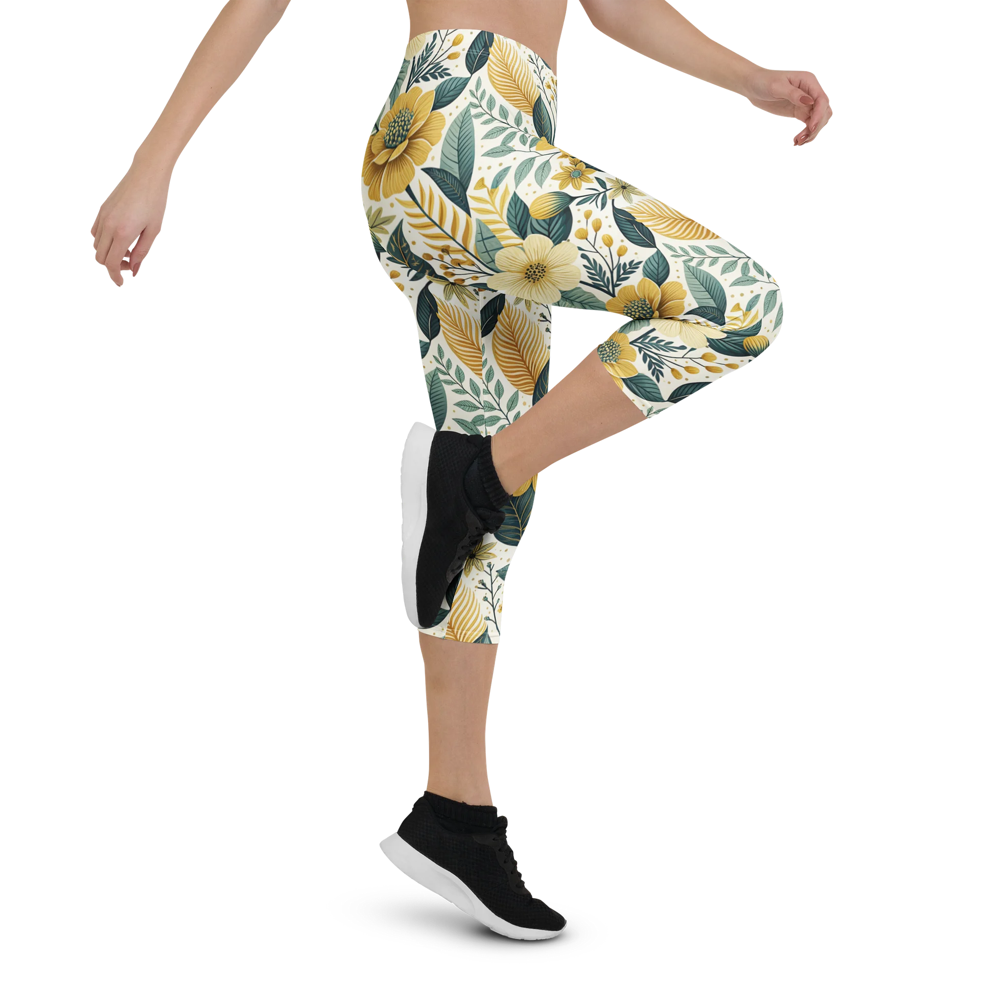Golden Flower Capri Leggings product image (5)