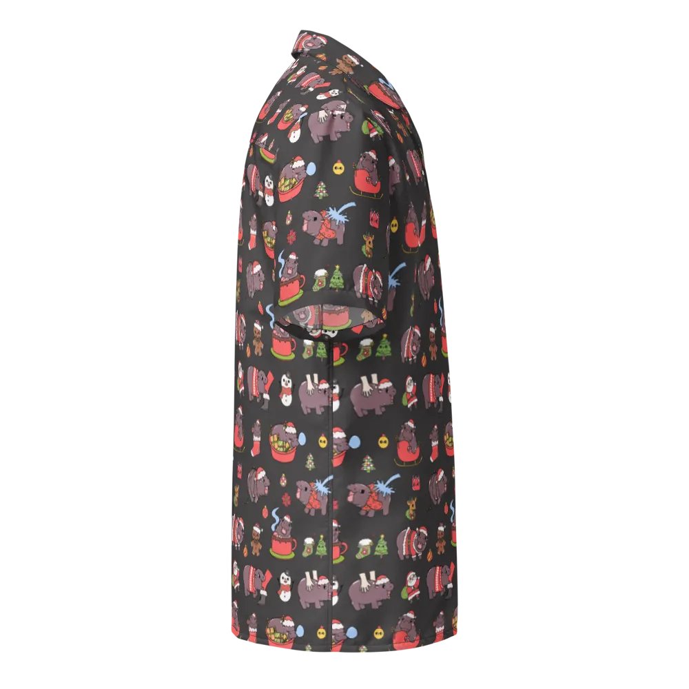 MOODENG'S BLACK CHRISTMAS HAWAIIAN SHIRT! product image (5)