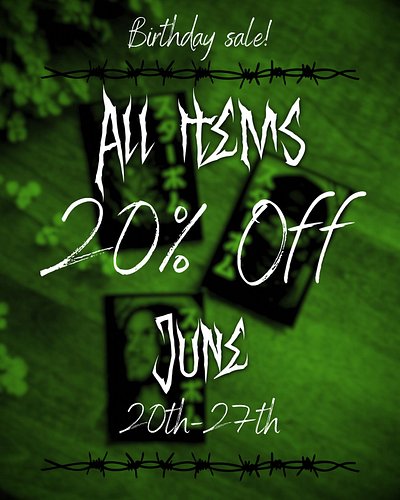 💚🖤 BIRTHDAY SALE 🖤💚
I’ve updated my portfolio and my website to refresh for another year around the sun! 
My birthday is Satu...