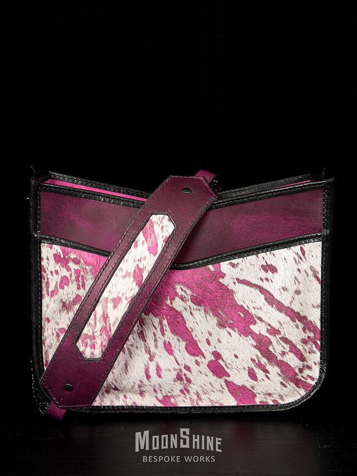 Pink Acid Wash Hair-On Cowhide Shoulder Bag product image (1)