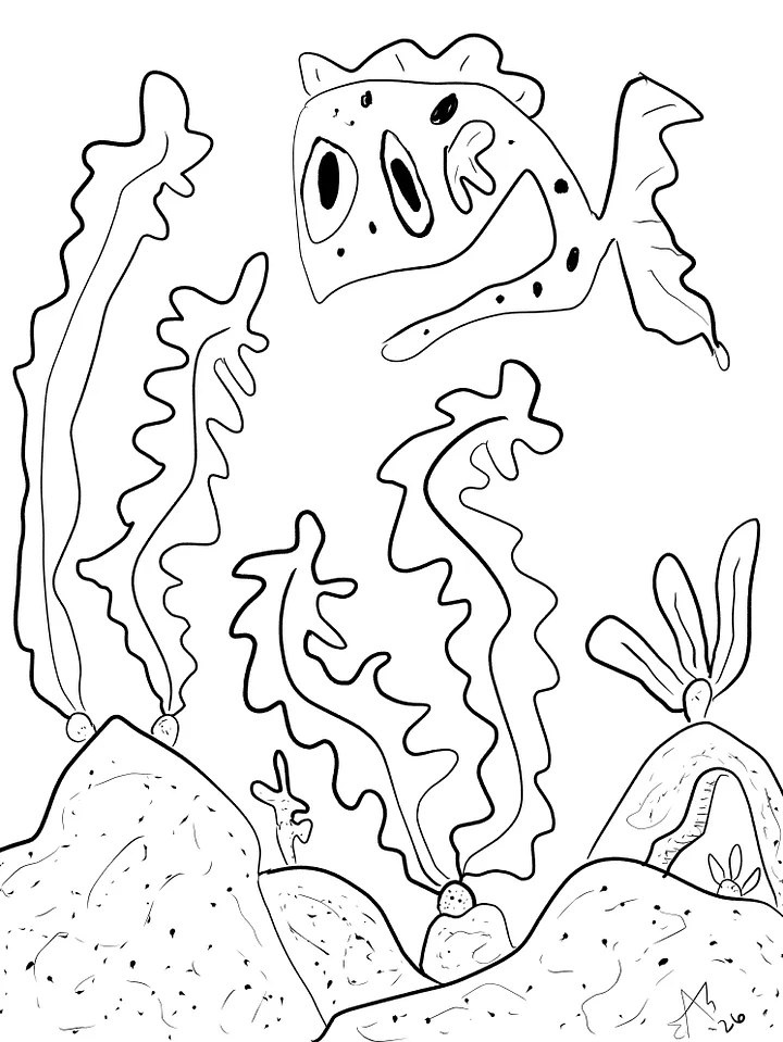 TSStechAngel's World - Sillyfish Coloring Page product image (1)