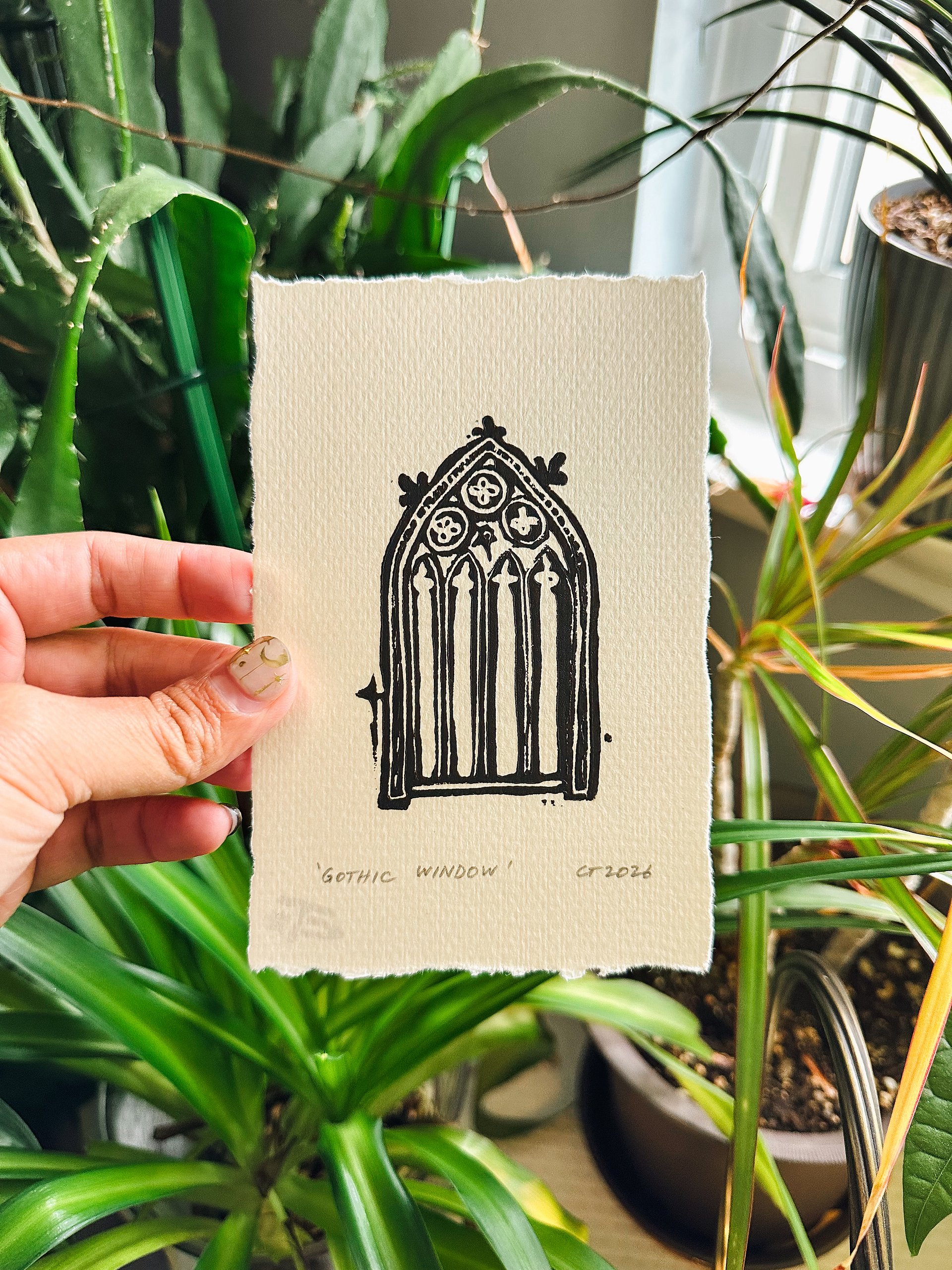 Gothic Window Linocut Print product image (1)