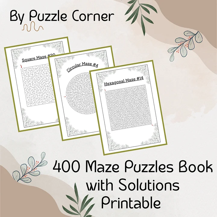 400 Maze Puzzles Printable (Digital Product) by Puzzle Corner product image (1)