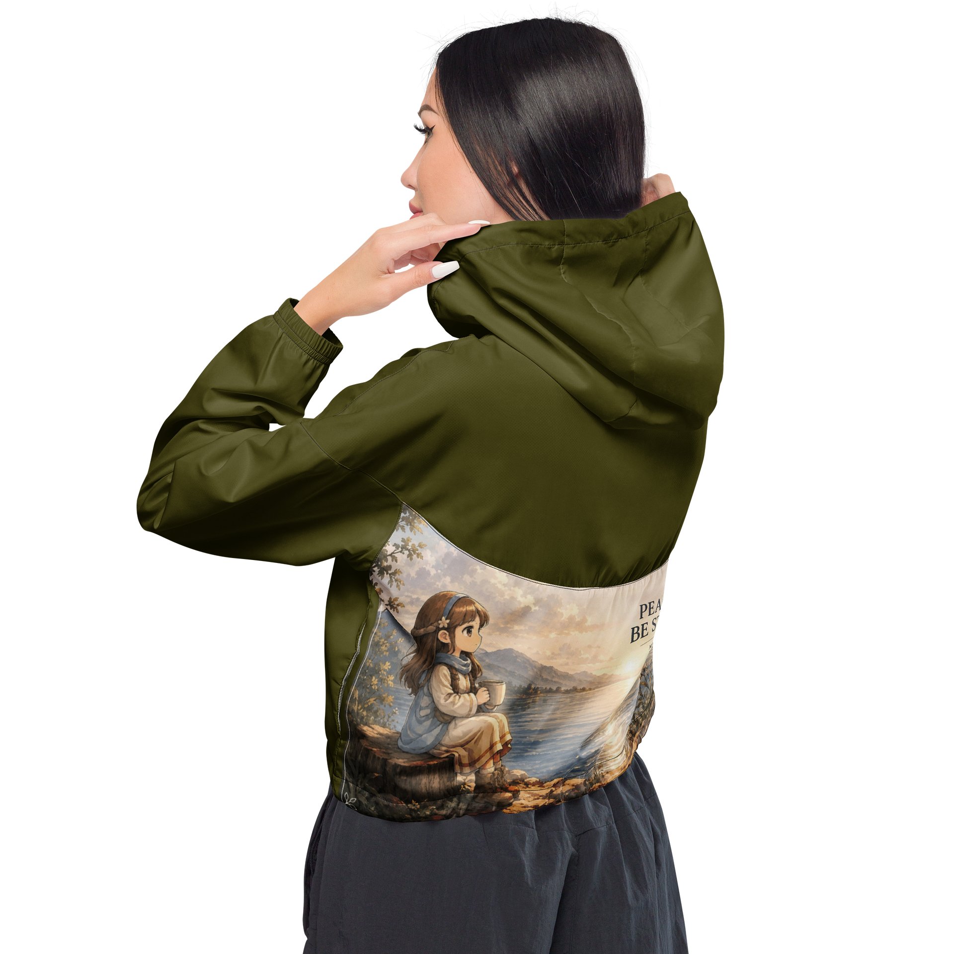 Green Women's Cropped Windbreaker product image (4)