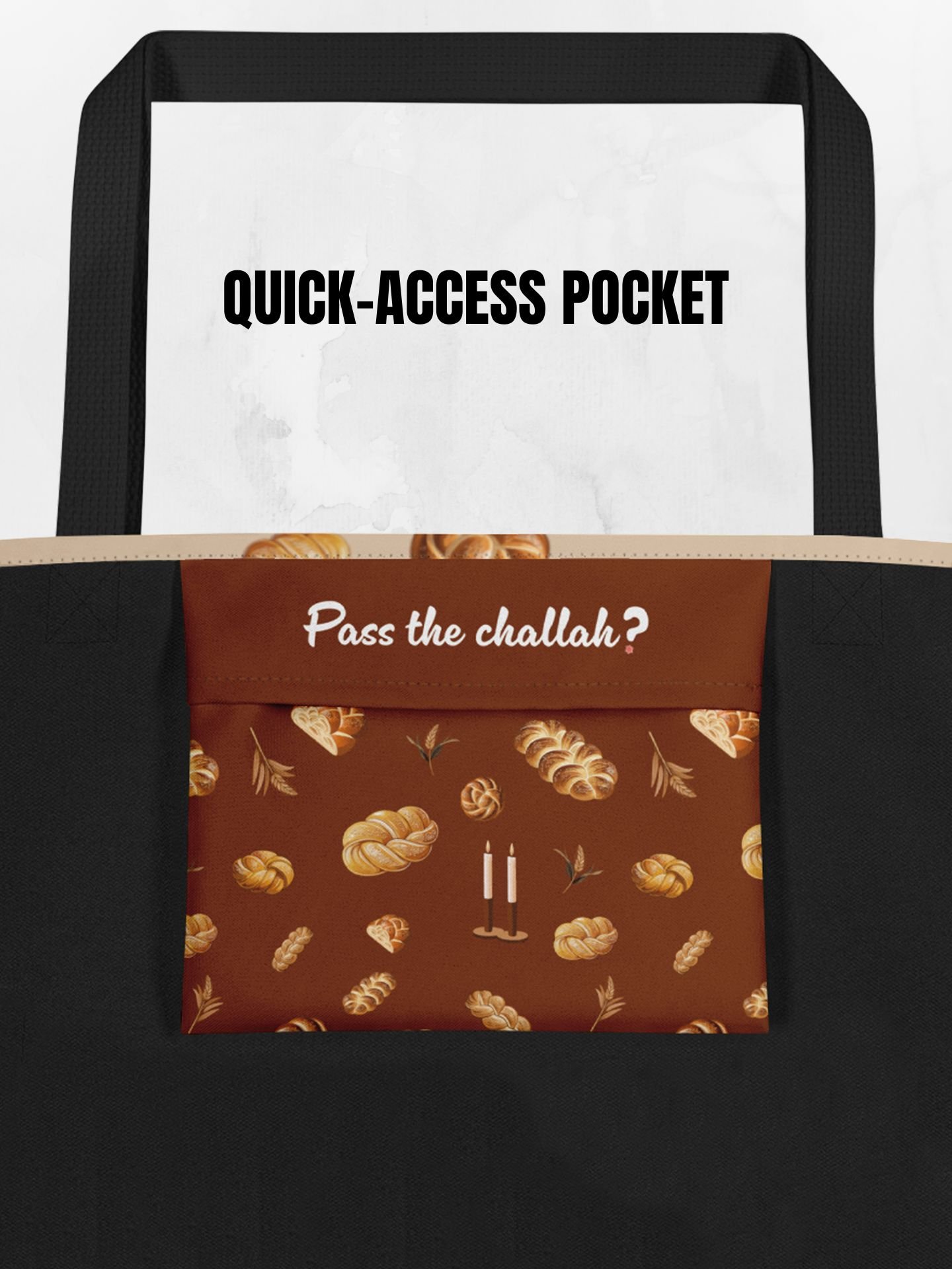 Pass the Challah - Large Tote Bag with Pocket product image (3)
