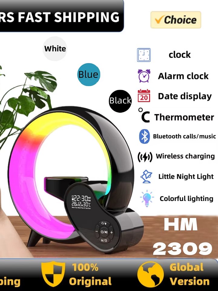 11:11 Upgraded Bluetooth call music playback speaker clock alarm calendar thermometer wireless charging night light product image (1)