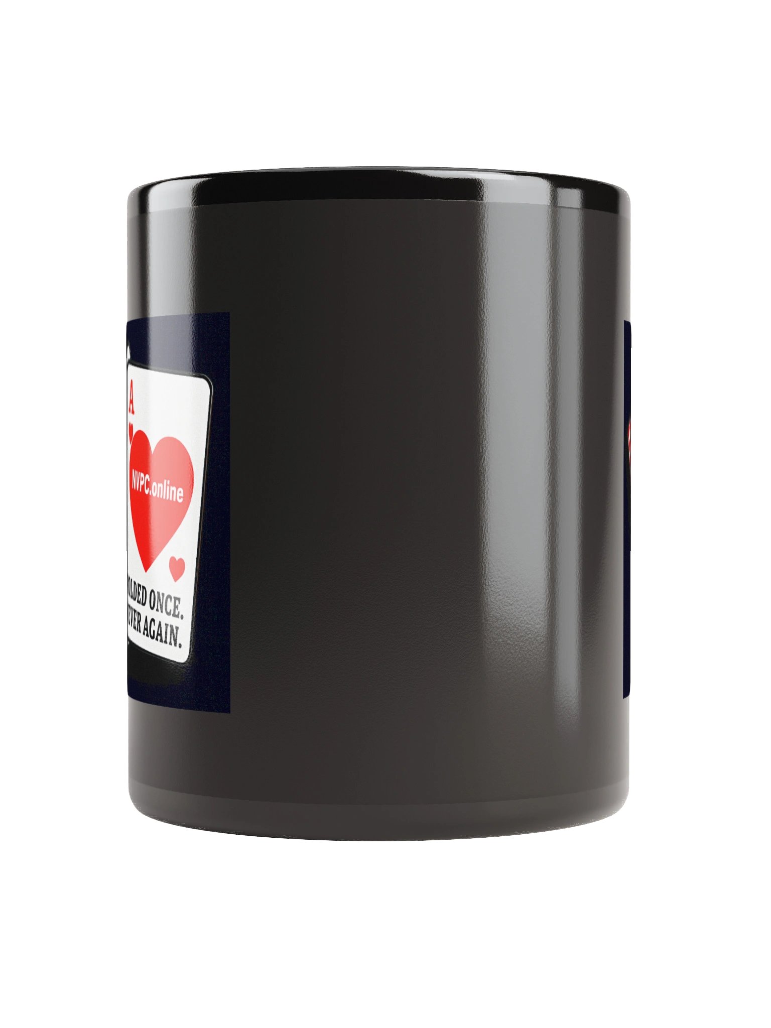 Black "Folded Once - Never Again" Mug - Red Heart Edition product image (5)