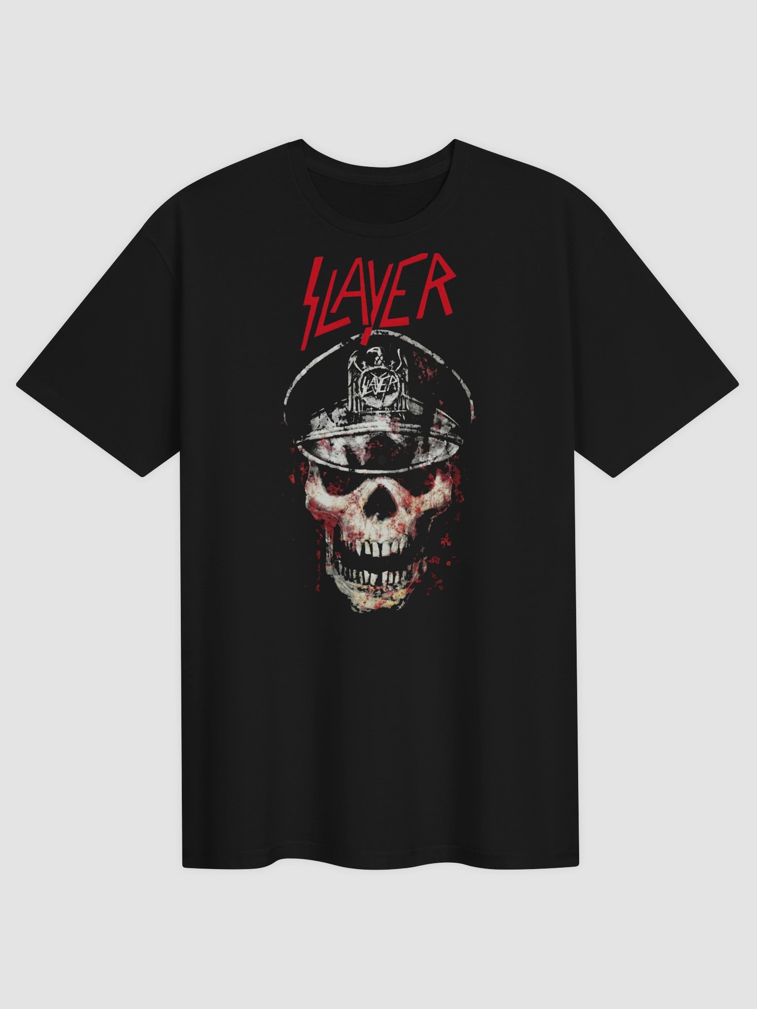 Slayer T-Shirt Military Skull Dark Art Blood Red Logo | Thrash Metal Graphic Tee Reign in Blood | Big Four Heavy Metal Collector Shirt product image (2)