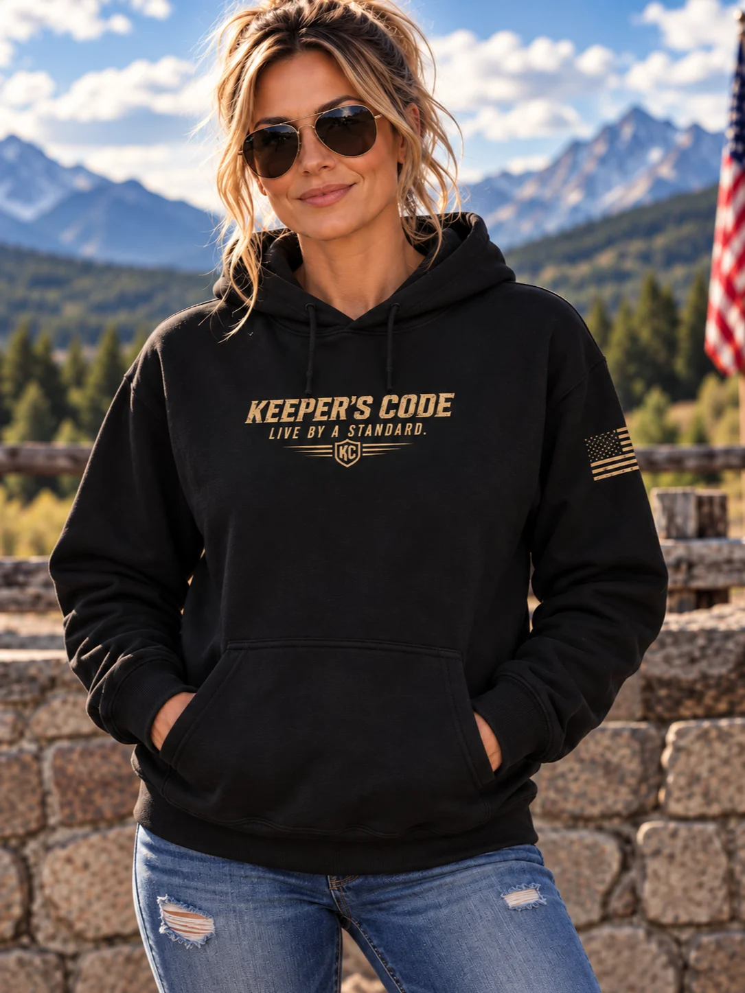 Women’s Integrity Patriotic Eagle Graphic Hoodie product image (2)