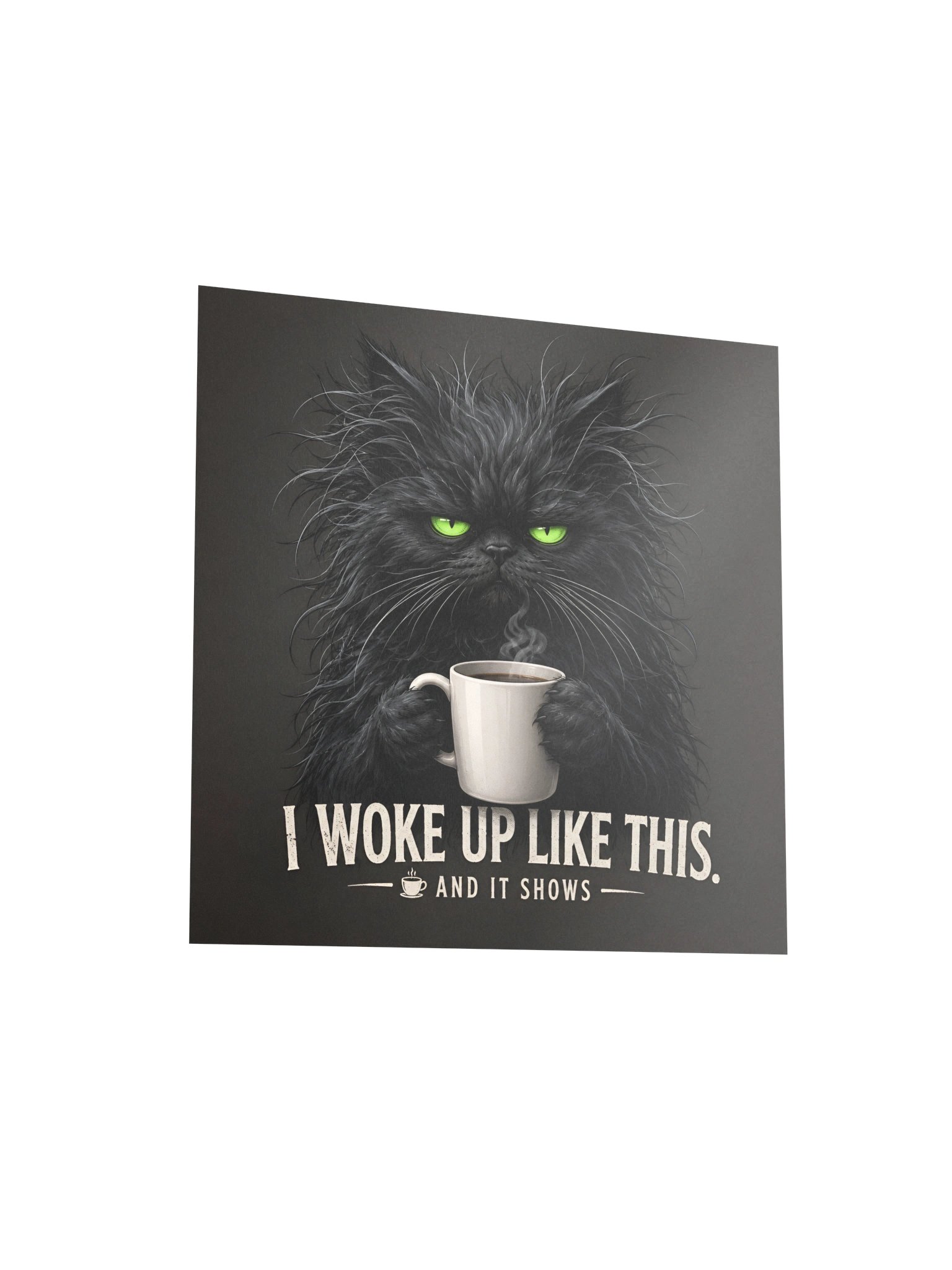 Funny Black Cat Coffee T-Shirt, I Woke Up Like This Cat Lover Oversized Graphic Tee product image (4)