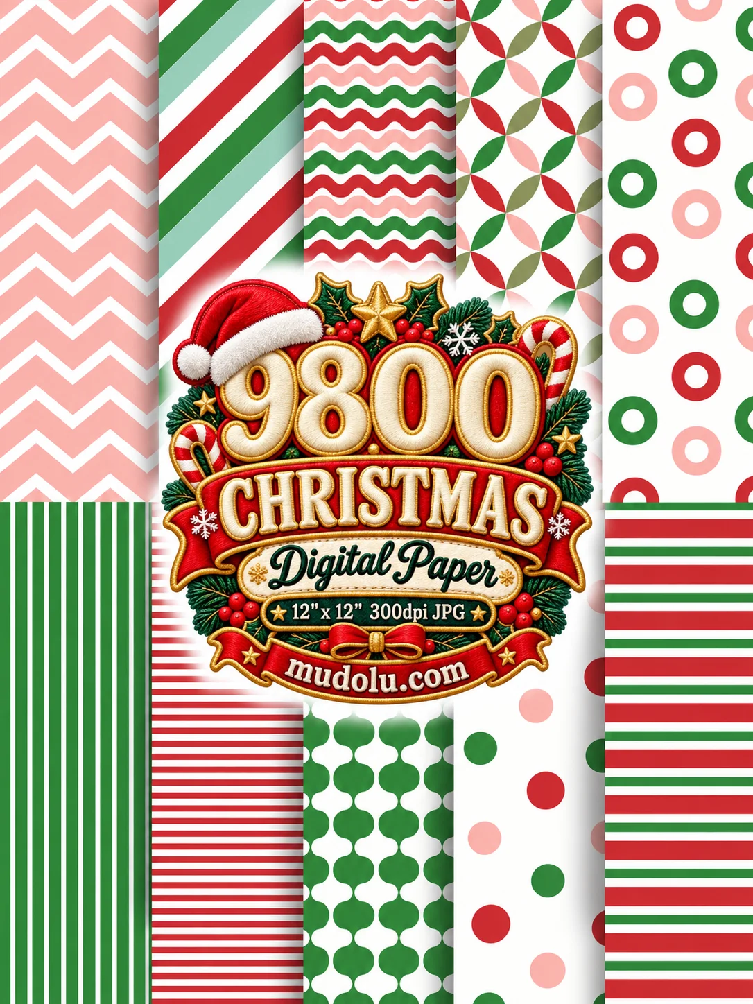 9800 Christmas Digital Papers, Christmas Mega Bundle, 12x12 JPG, Holiday Scrapbook Paper, Xmas Patterns, Printable Backgrounds product image (2)