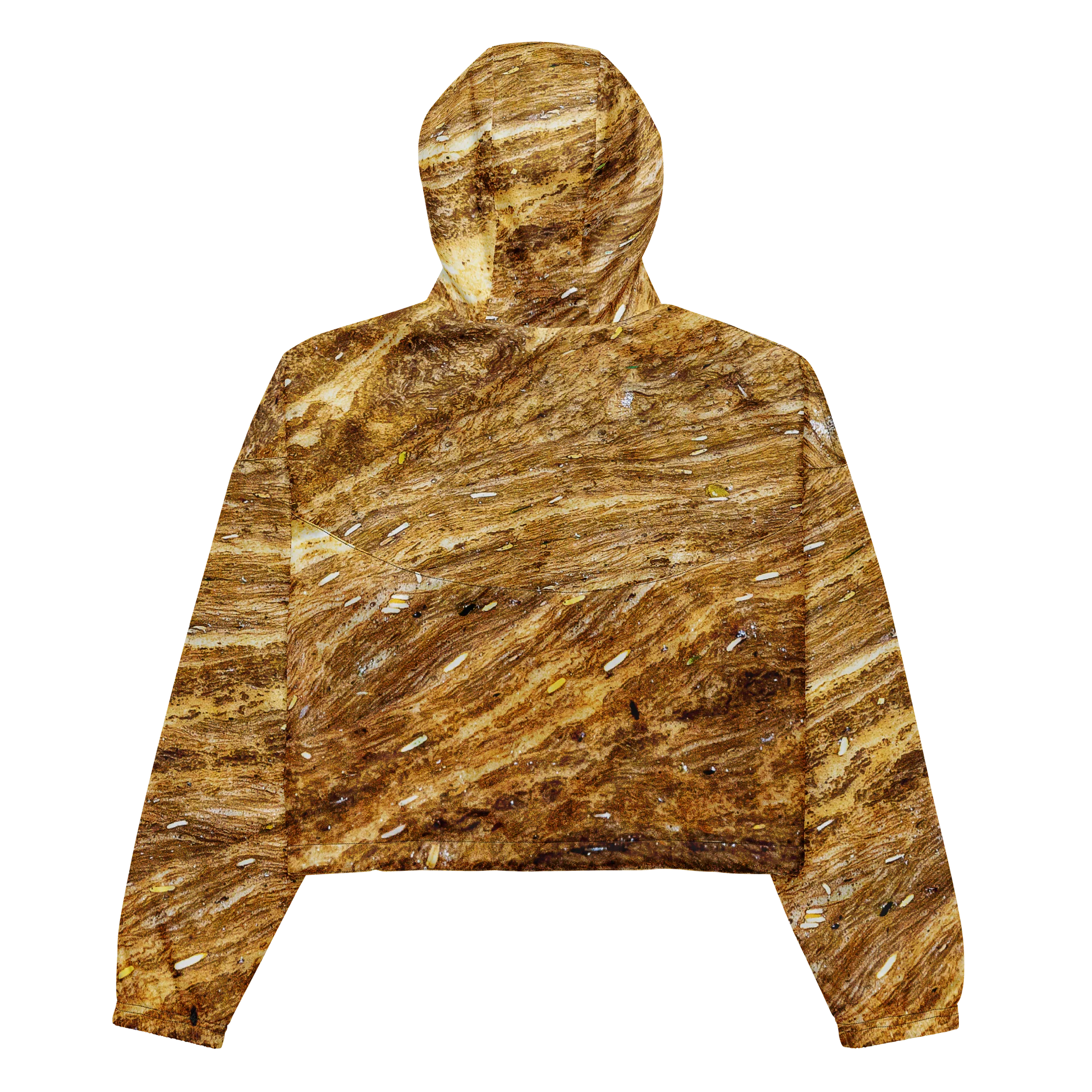 Golden Strata Women's All-Over Print Layered Amber Cropped Windbreaker product image (5)