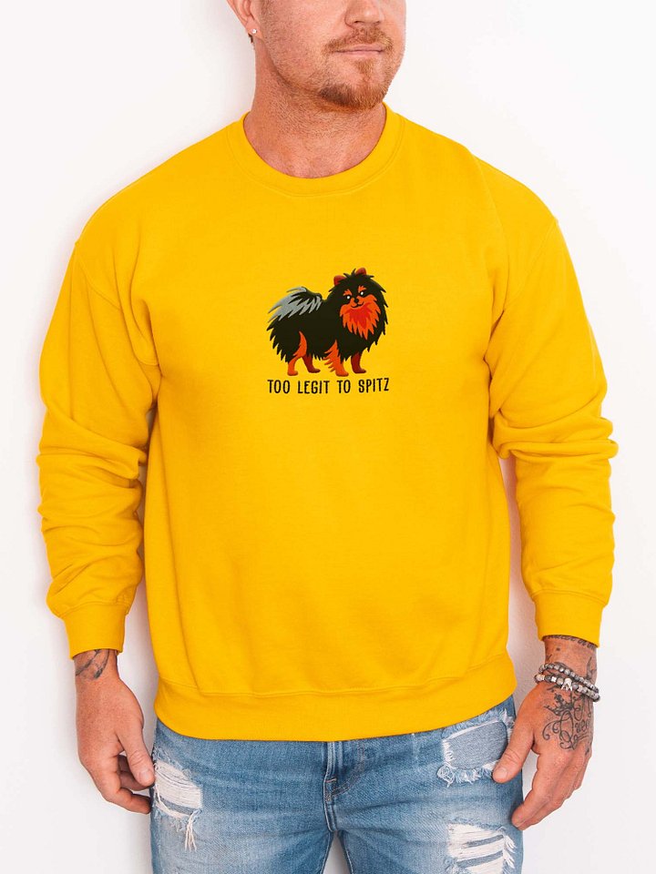 Too Legit to Spitz Sweatshirt (Embroidered) of a Pomeranian(Black & Tan) product image (2)