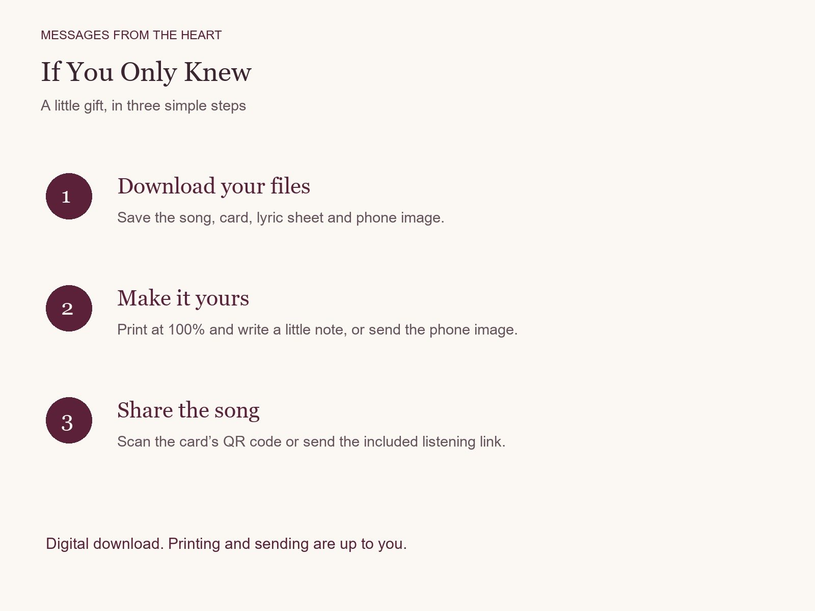 If You Only Knew — Printable Song Gift product image (3)