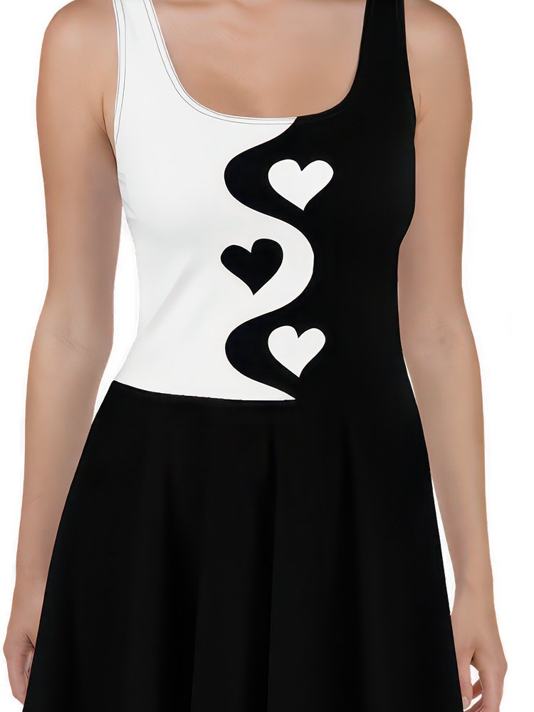 Split Black and White Hearts Dress product image (2)