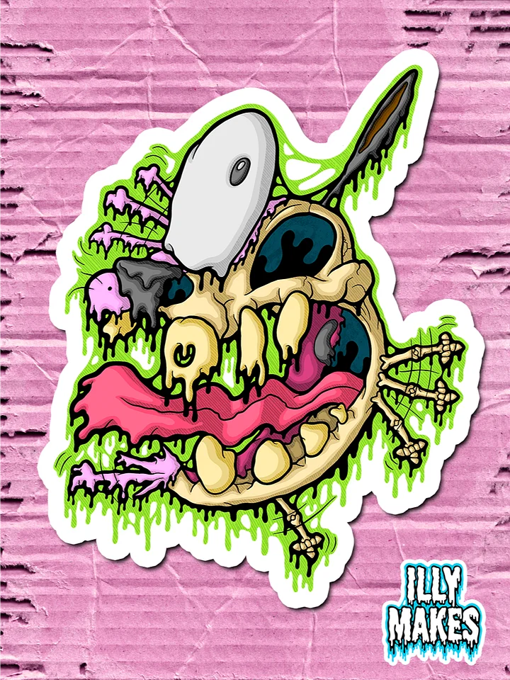 Drippy Retro Coward Dog Skull Sticker product image (1)