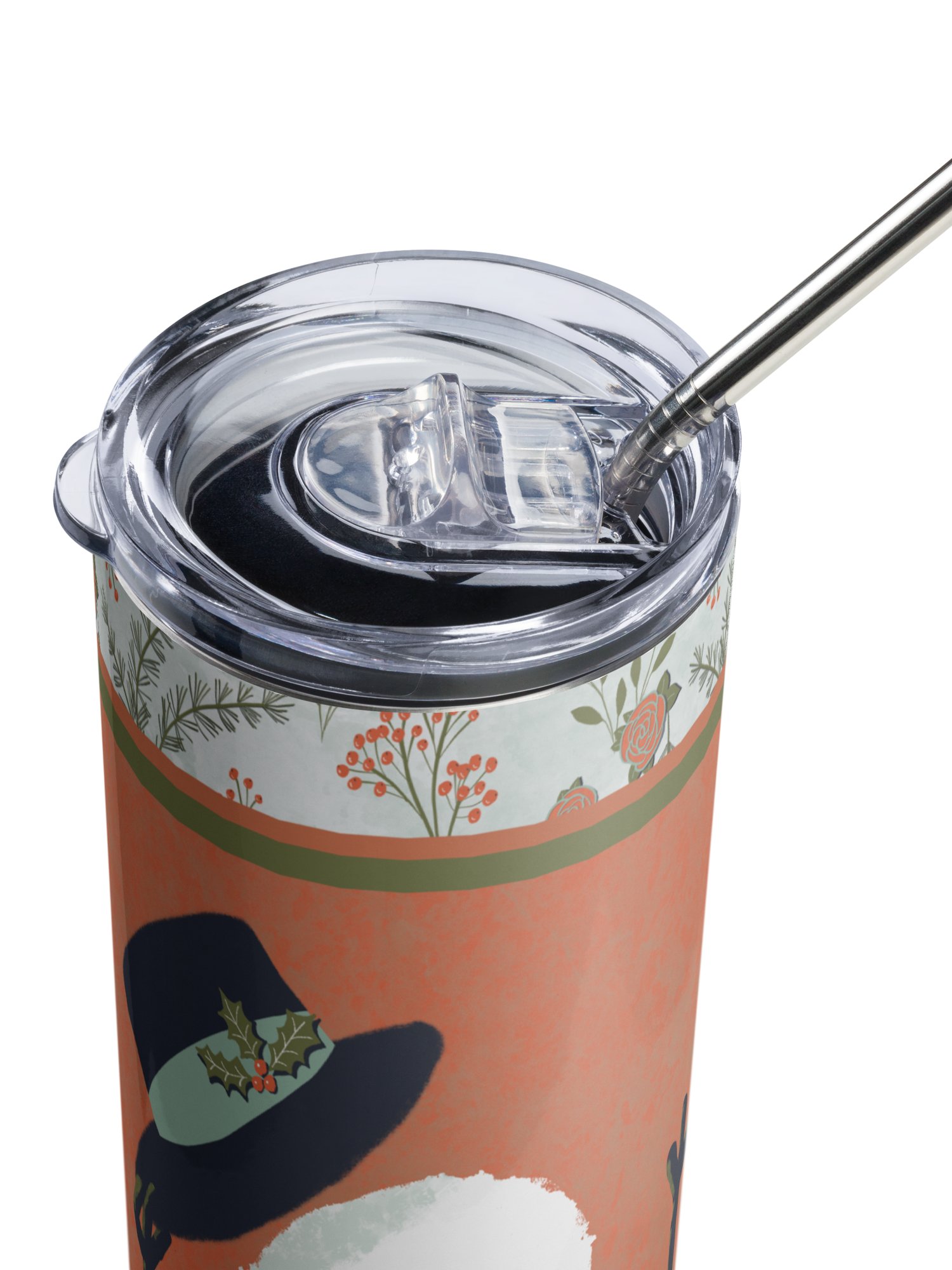 “Snowman Hello” 20-Ounce Stainless Steel Tumbler with Straw product image (8)