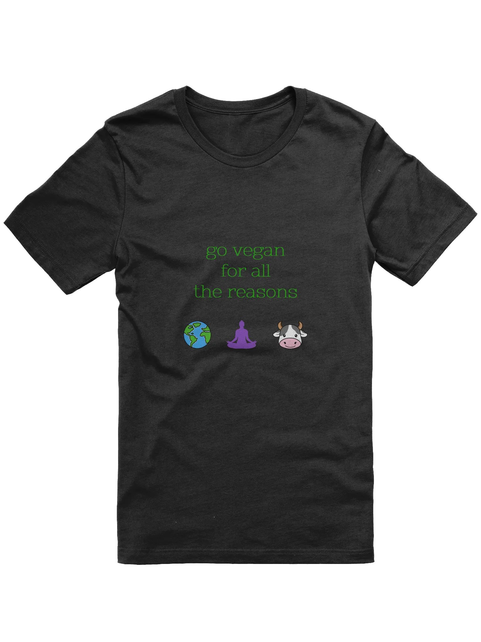 “Go Vegan for all the Reasons” Unisex Black T-shirt product image (2)