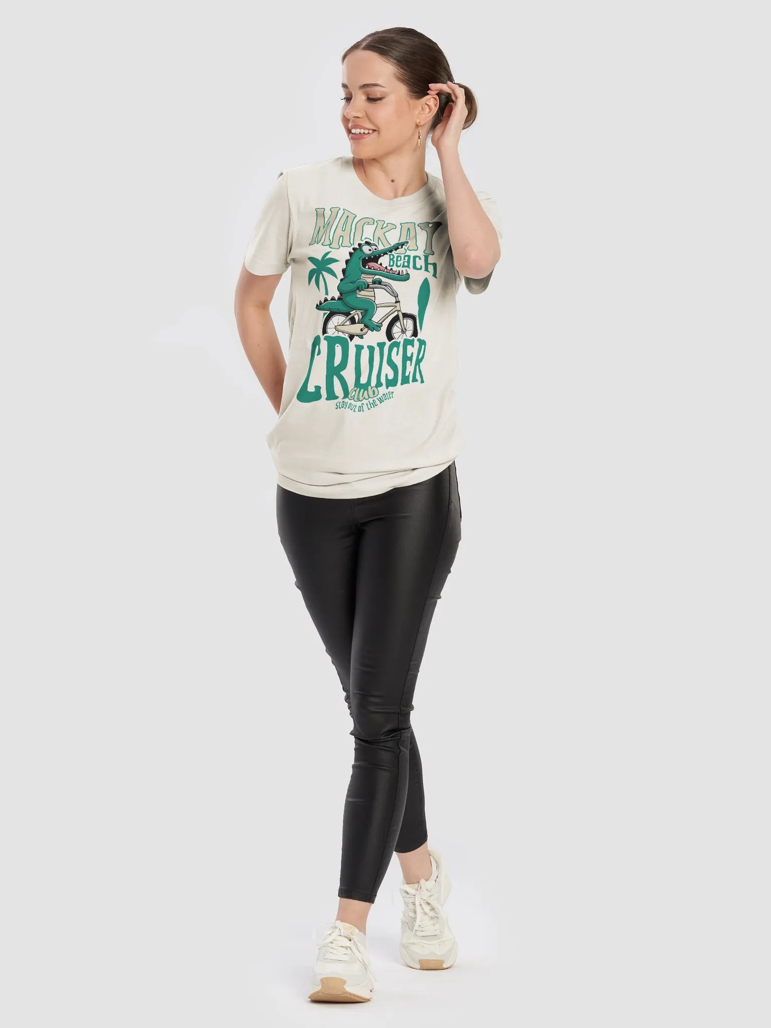 Mackay Beach Cruiser Crocodile T-Shirt – Funny Retro Bike Graphic Tee | Stay Out of the Water! product image (50)