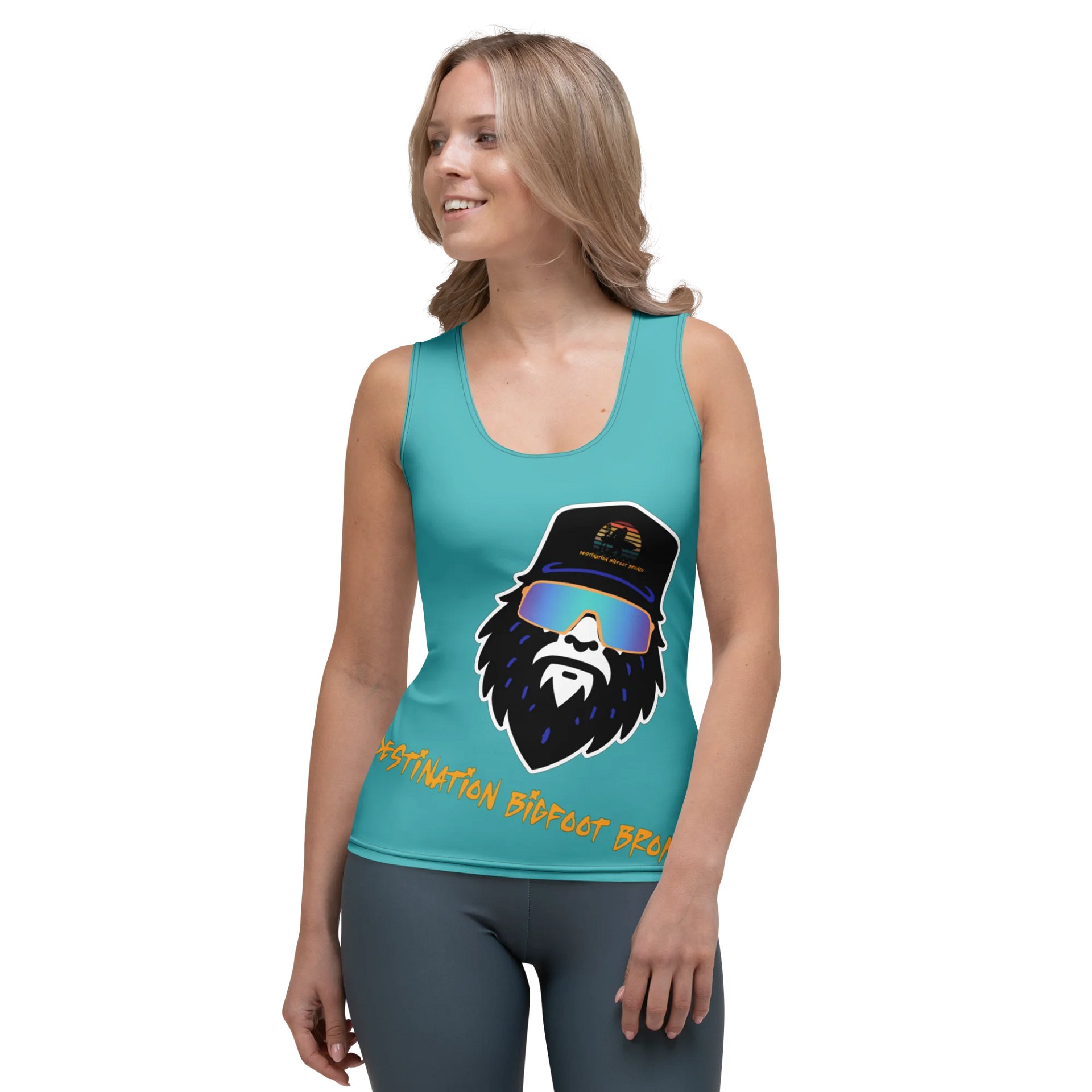 Destination Bigfoot Bronco Slanted Bigfoot Women's Tank (Dark Turqouise) product image (1)