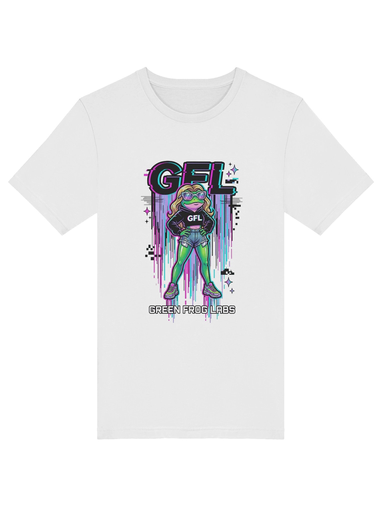 Y2K Glitch GFL Frog Women's Tee – Green Frog Labs product image (5)