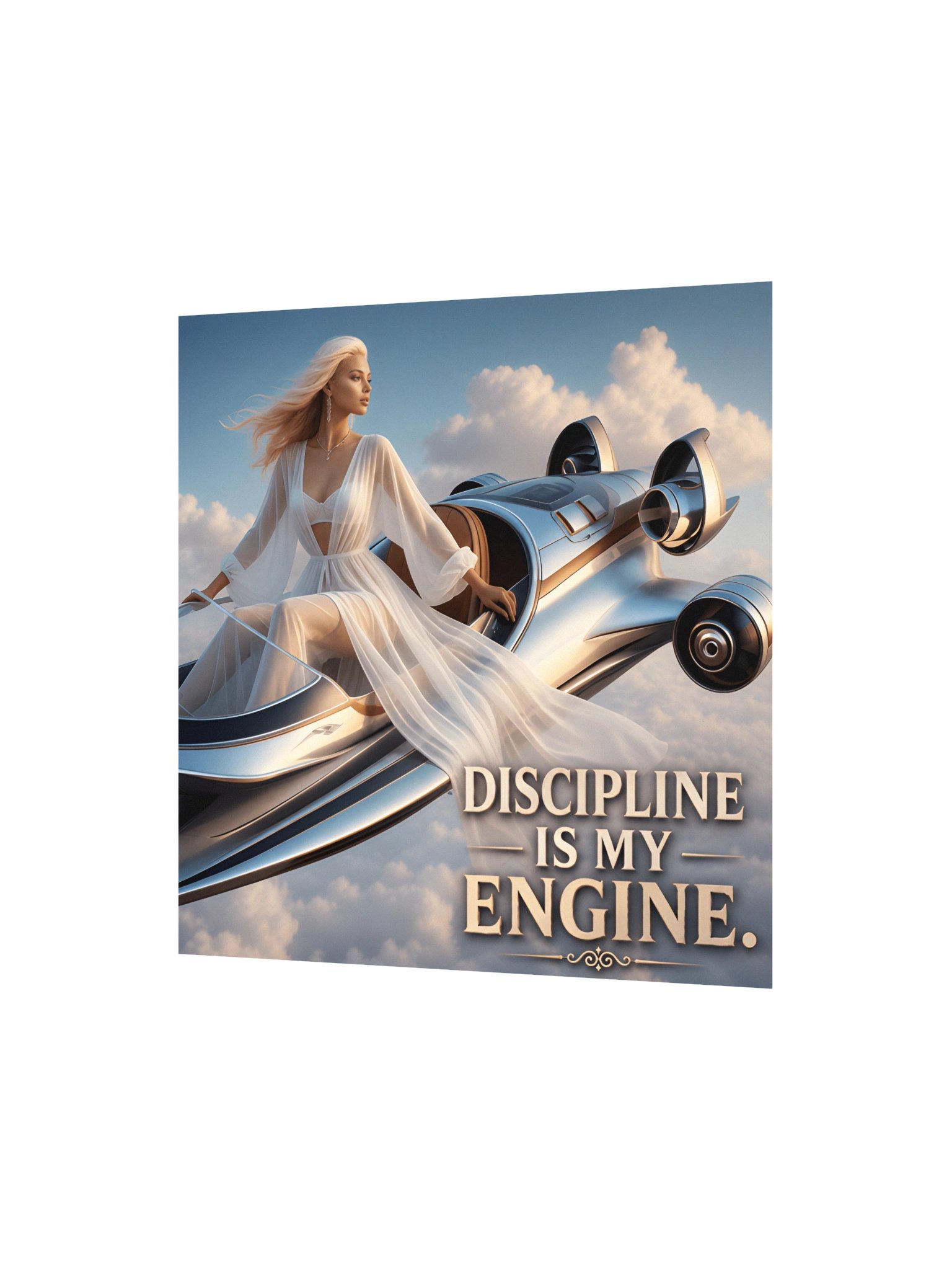 Discipline Is My Engine Poster - Angelic CEO Woman Clouds Wall Art - 10x10 Motivation Print product image (3)
