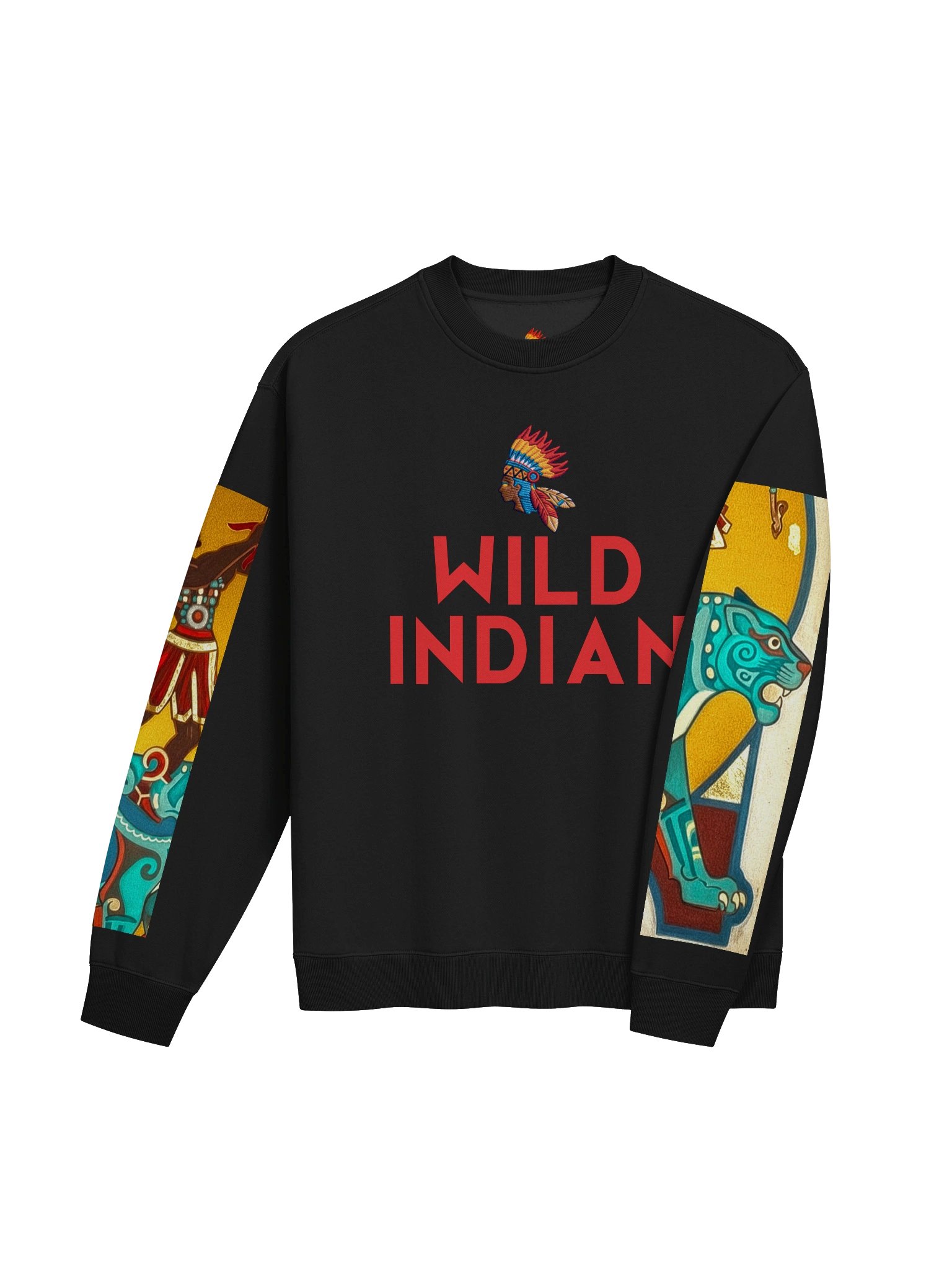 Wild Indian Heritage Premium Crewneck Sweatshirt — Mayan Culture Ancestral Streetwear | Indigenous Heritage | Lawin & Drawin Collection product image (4)