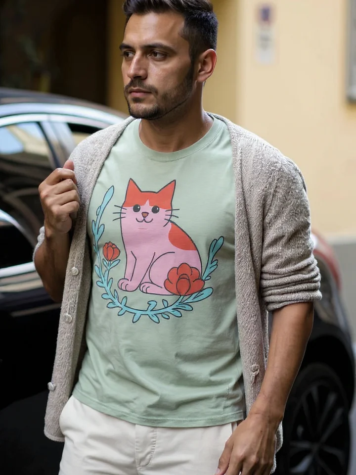 Whimsical Pink Cat Wreath T-Shirt product image (1)