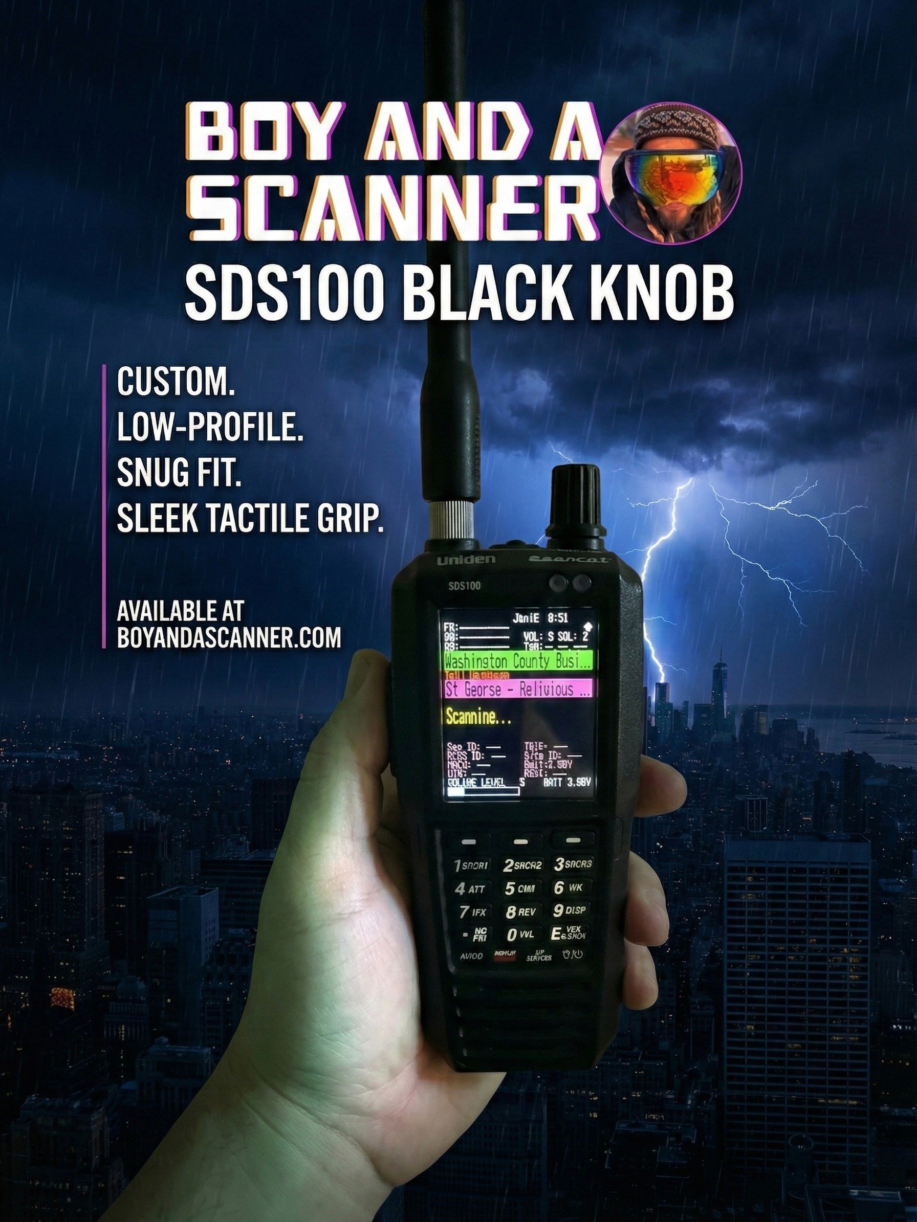 Boy and a Scanner BLACK Knob (Compatible with Uniden® SDS100) product image (1)